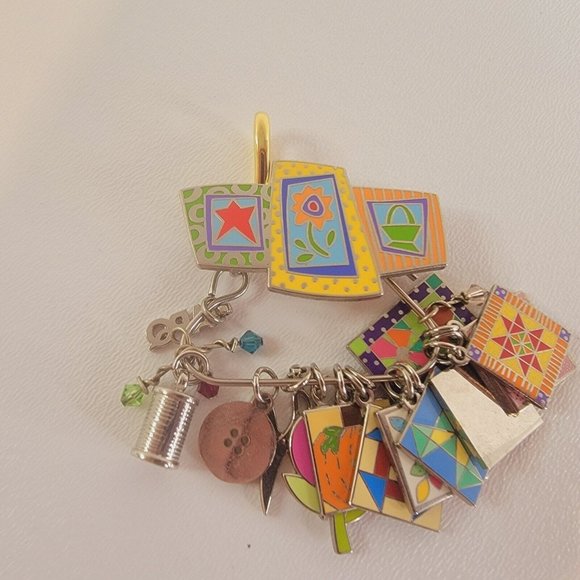 Pin Peddler Jewelry Signed Pin Peddlers Enamel Quilt Squares Charms